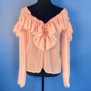 New Boutique Dusty Pink Gorgeous Ruffles Top SML